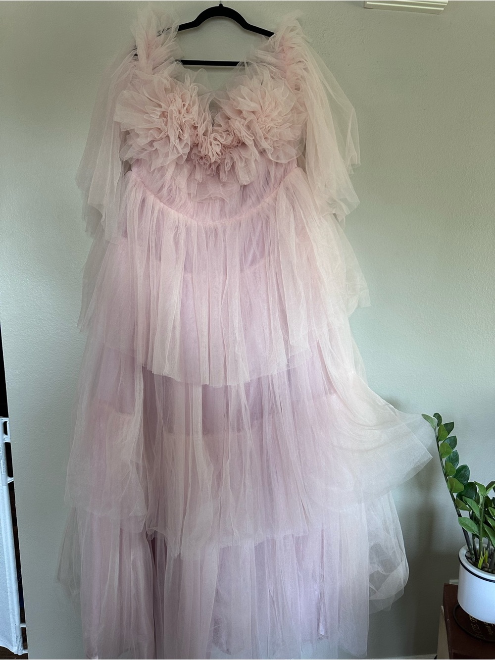 Ava Gowns Pink Tiered Tulle Gown Plus Size